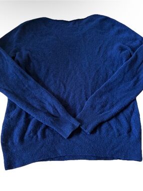 Express Women’s Large Sweater Royal Blue Merino Wool Crew Pullover Preppy Cozy